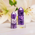 Chevron Amethyst Crystal Point | Natural Purple & White Bands