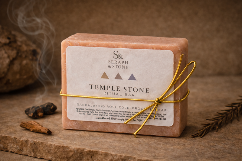 Temple Stone Ritual Bar | Natural Cleansing Soap for Soft, Balanced Skin | Sandalwood Rose Bar Soap