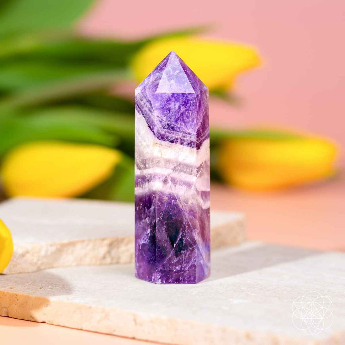 Chevron Amethyst Crystal Point | Natural Purple & White Bands