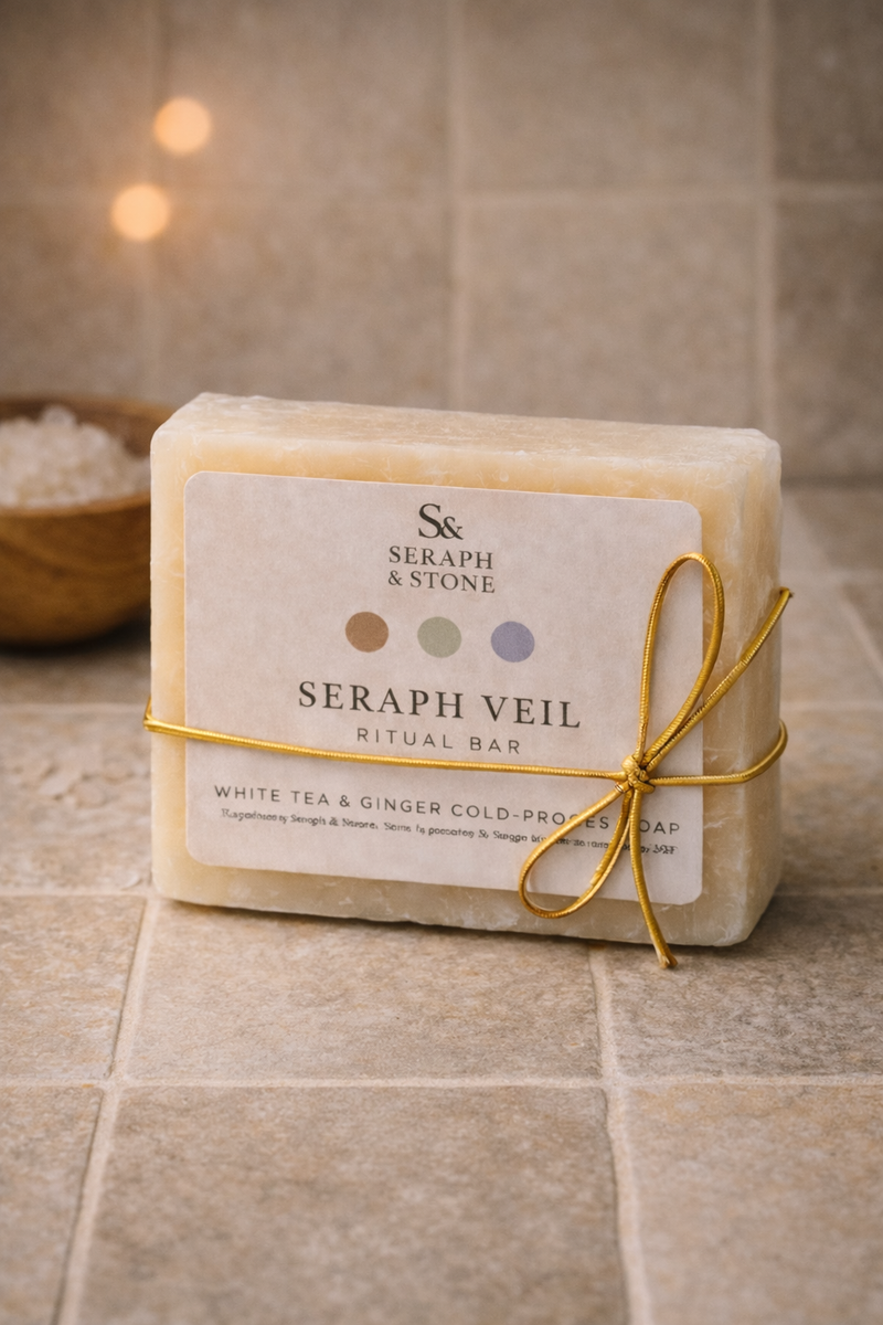 Seraph Veil Ritual Bar | Gentle Cleansing Soap for Soft, Balanced Skin | White Tea & Ginger Bar Soap
