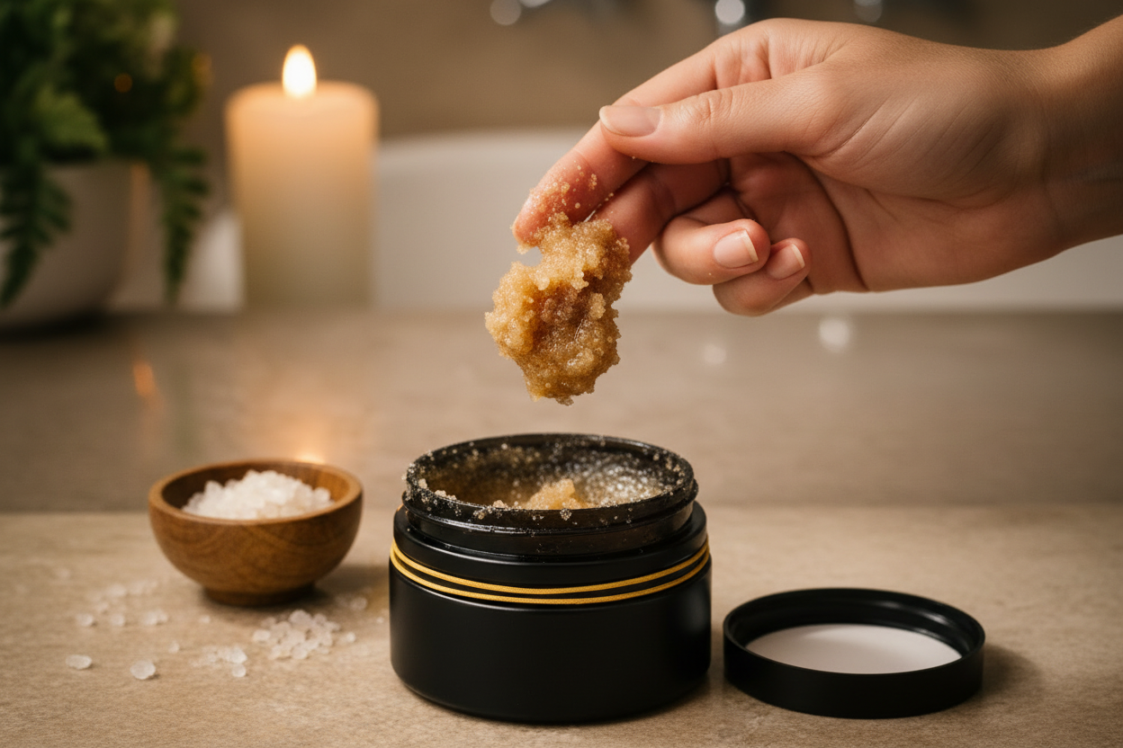 Temple Stone body polish texture close-up